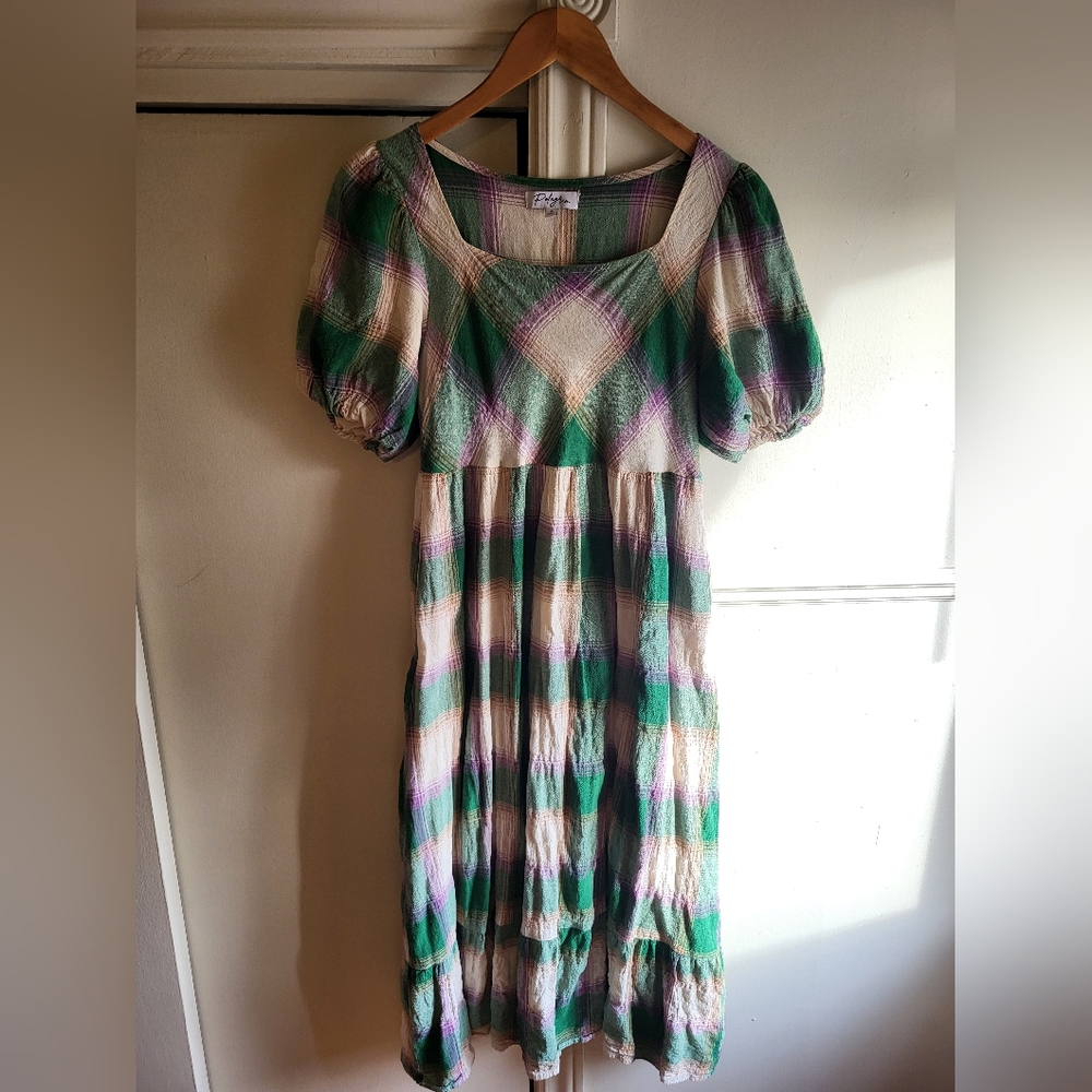 Green and Purple Plaid Dress